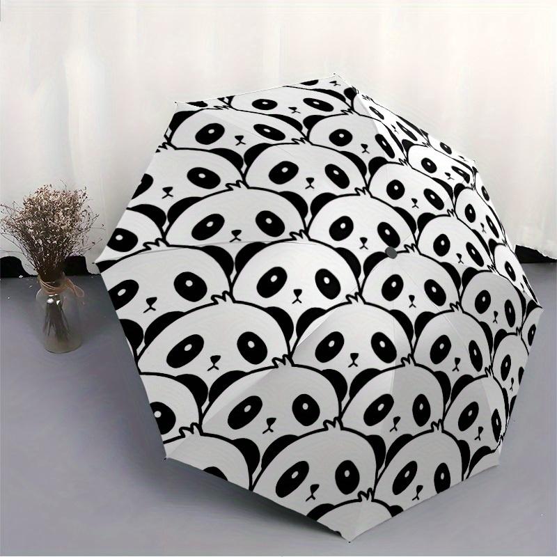 1pc Panda Pattern Automatic Open/close, All-Season Portable Folding Umbrella, Travel, Everyday, Formal Events058