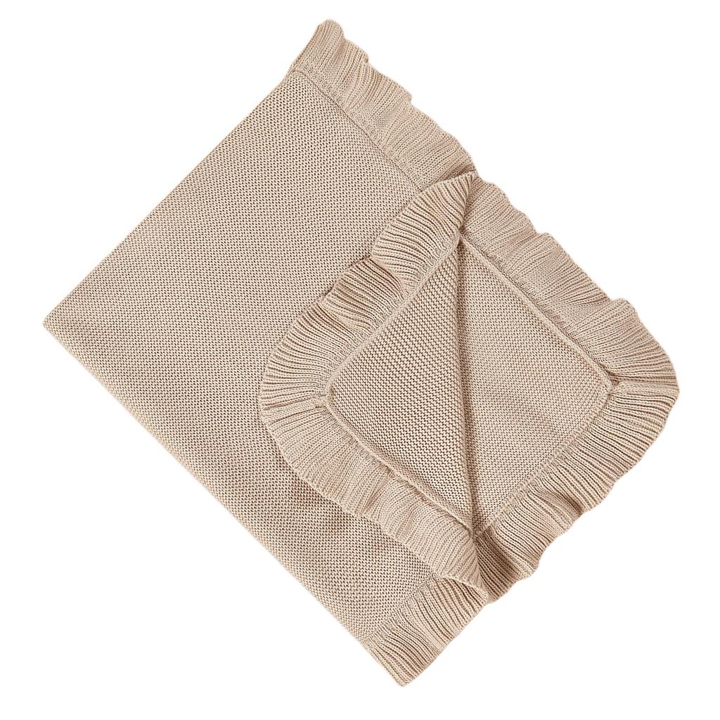 Autumn Winter Blanket Baby Lotus Leaf Edge Blanket Comfortable Cotton Knitted Strollers Cover Children's Bed Throw