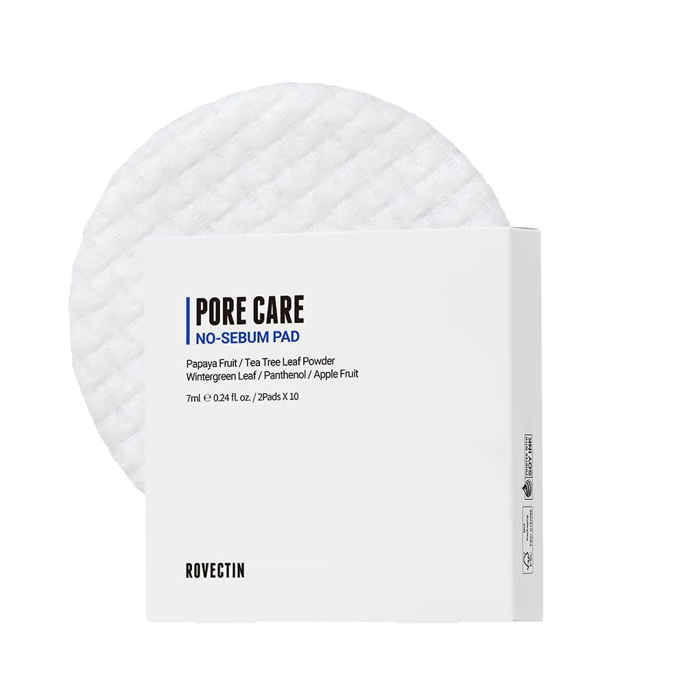 Rovectin Pore Care No-Sebum Cleansing Pads, 20 Count, 10 Packs of 2