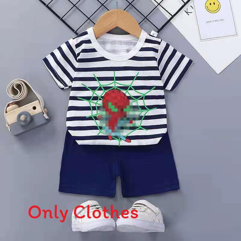 Baby Cartoon T Shirt Shorts Set With Cotton Fabric For Kids Ages 3 To 8