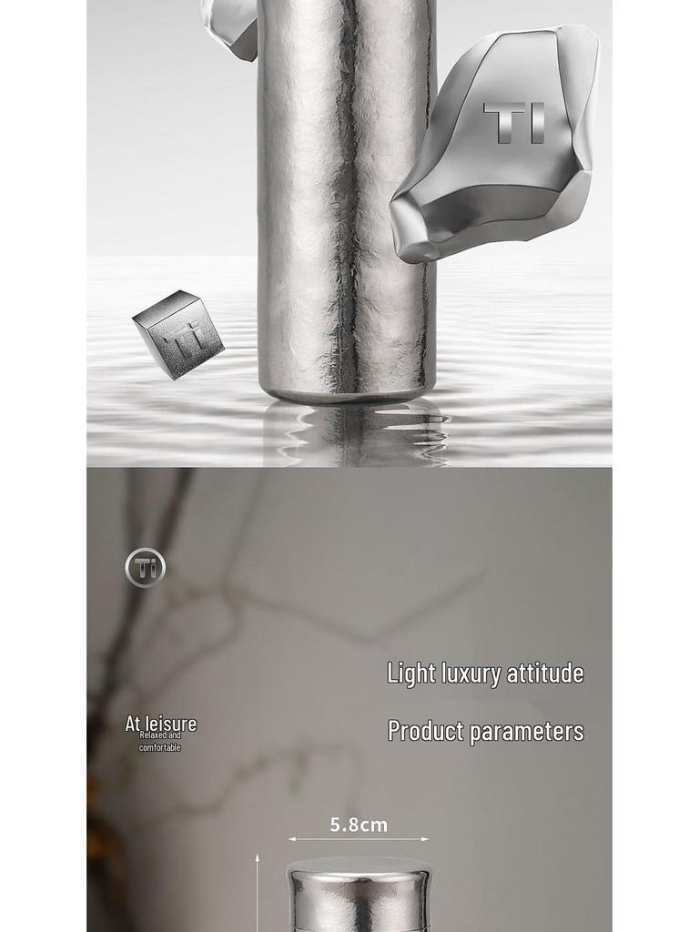 Premium Pure Titanium Insulated Cup with Tea Infuser - Double-Layer Vacuum Design, Portable and Stylish for Business Use.