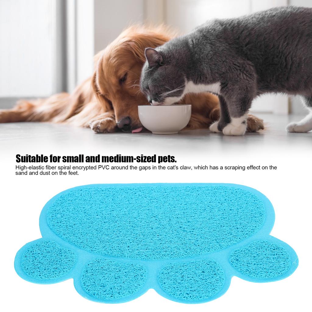 PVC Cat Dog Litter Mat Waterproof AntiSlip   Shape Feeding Bowl Placemat Pet Supplies(  Blue   Shape)