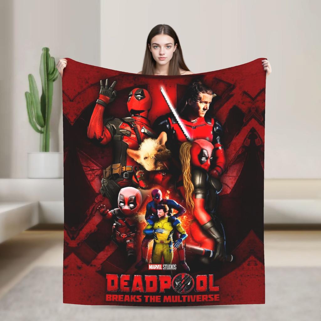 Deadpool and Wolverine Blanket Superhero Comedy Dogpool Plush Awesome Warm Throw Blanket for Bedspread Decoration