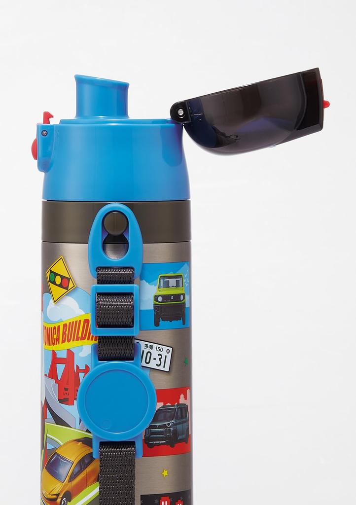 Skater Water 470ml and 430ml Tomica Stainless Sports Children's Bottle, 2-Way, (Direct Drinking) (Cup Drinking), 26, Boys, Steel, Insulated,