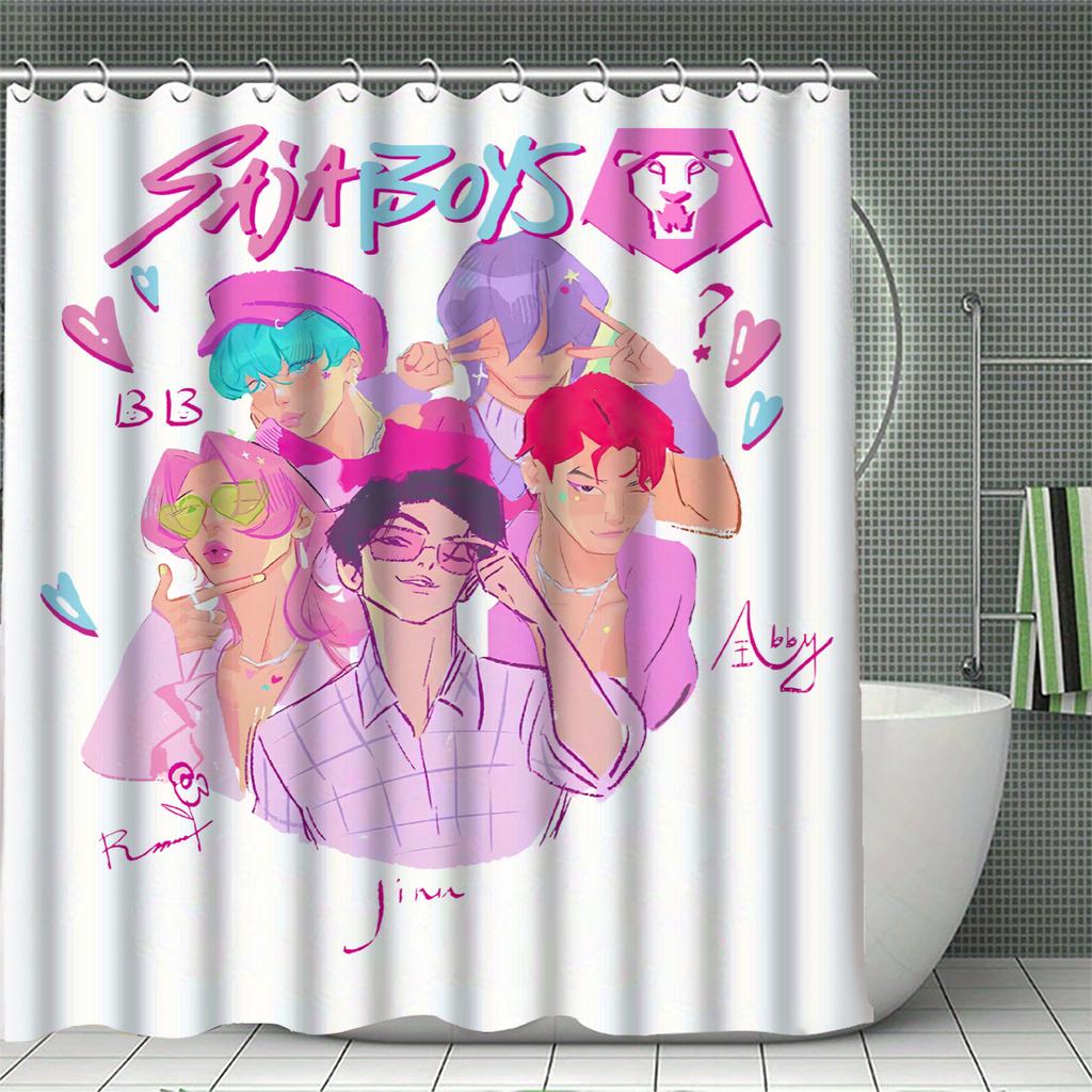 K-POP D-Demon H-Hunters Sprchové závěsy Omyvatelná tkanina Polyester Pro vanu Umění Koupelnová dekorace S háčky Vodotěsný závěs