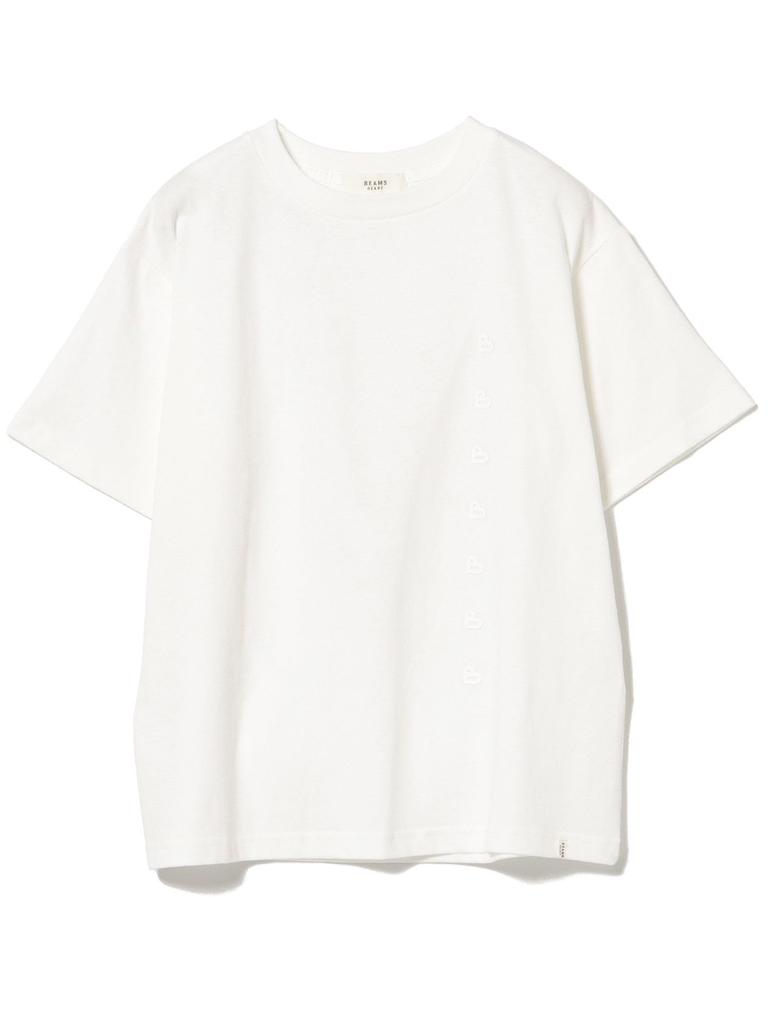 BEAMS HEART Printed with Logo and OFF Size S T-Shirt B-HEART Message, Women's, WHITE,