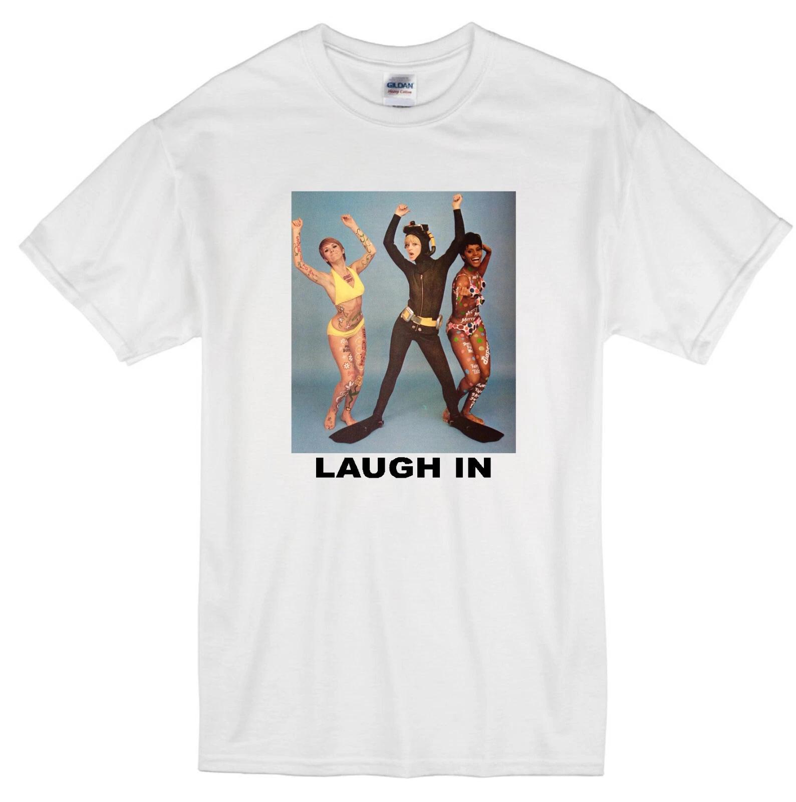 

LAUGH IN BIKINI GIRLS GOLDIE HAWN JUDY CARNE CHELSEA BROWN 60 S TV WHITE T-shirt S