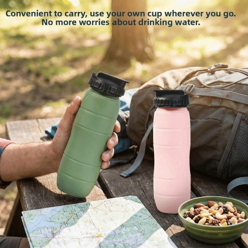 650ml Sports Water Bottle Silicone Folding Water Cup Drinkware Foldable Water Bottle  Camping