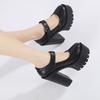 Large Size High-heeled Women's Shoes Wrap Around Buckle Stage Waterproof Table Women's Shoes High-heeled Single Shoes
