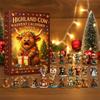 Advent Calendar 2025 with 24 Highland Cow Ornaments 24 Days Christmas Countdown Calendar Highland Cow Surprise Figurine Gift Box