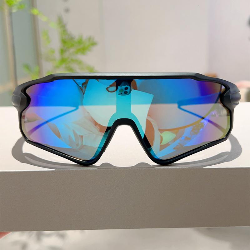 Wrapped Round Sports Goggle Men Mirror Outdoor Protective Cycling Sunglasses Trendy Oversized Windproof Anti-UV Shades