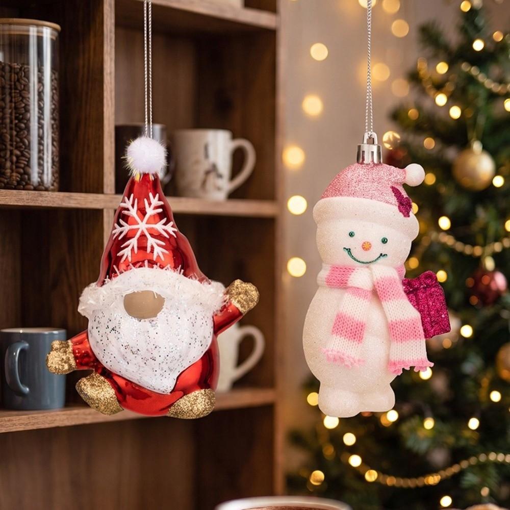Plastic Santa Hanging Pendant Cartoon Shape Character Xmas Ornament Window Display