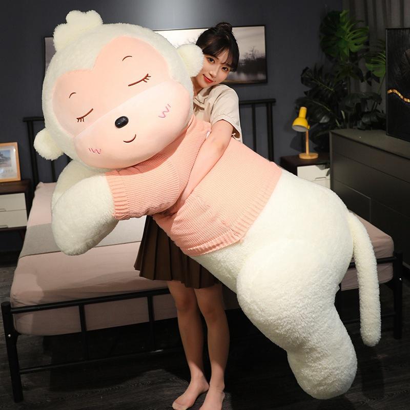 Large Sweater Monkey Doll Plush Toy Lying Down Monkey Gorilla Doll Girl Soothing Pillow Rag Doll