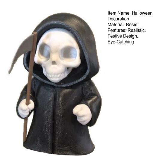 Halloween Grim Reaper Statue 4.72" Articulated Scythe Figure Resin Halloween Desk Decor for Anime Gothic Collections