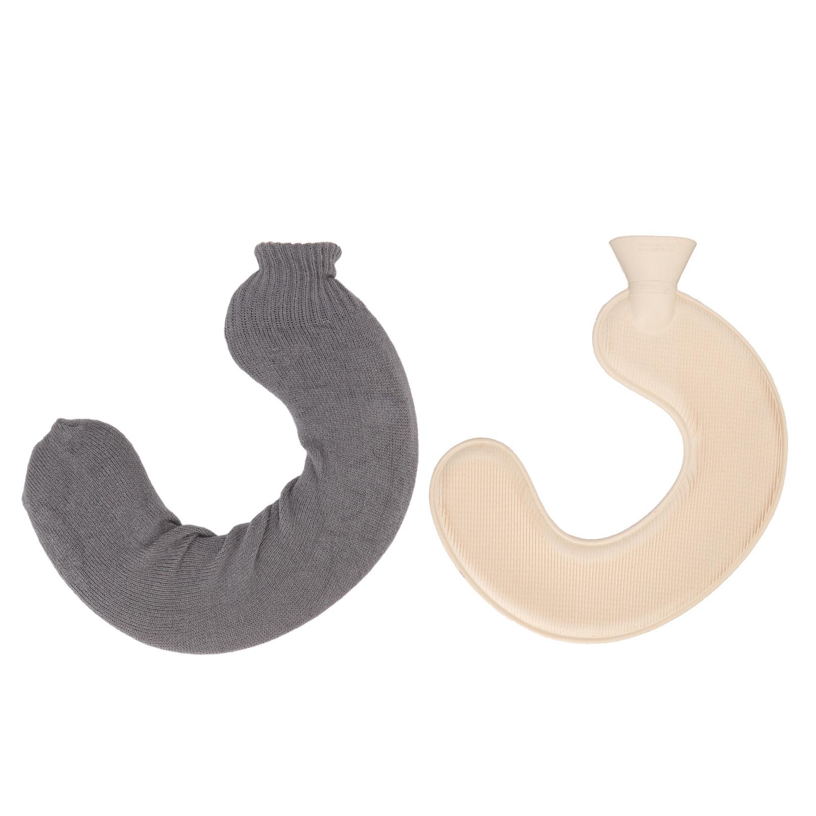 

U-подібна грілка для гарячої води м яка 1 л з наливом води для шиї та плечей, грілка для гарячої води з м яким чохлом для сірий колір