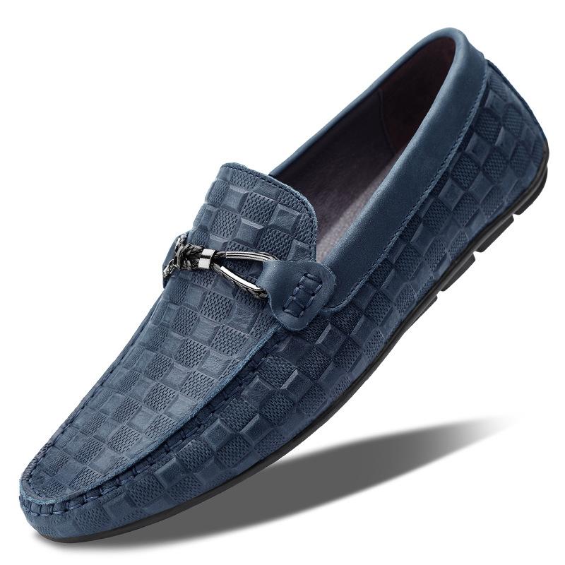 Trendy brand men's shoes first layer leather men's leather shoes breathable lazy business casual one pedal Doudou shoes British