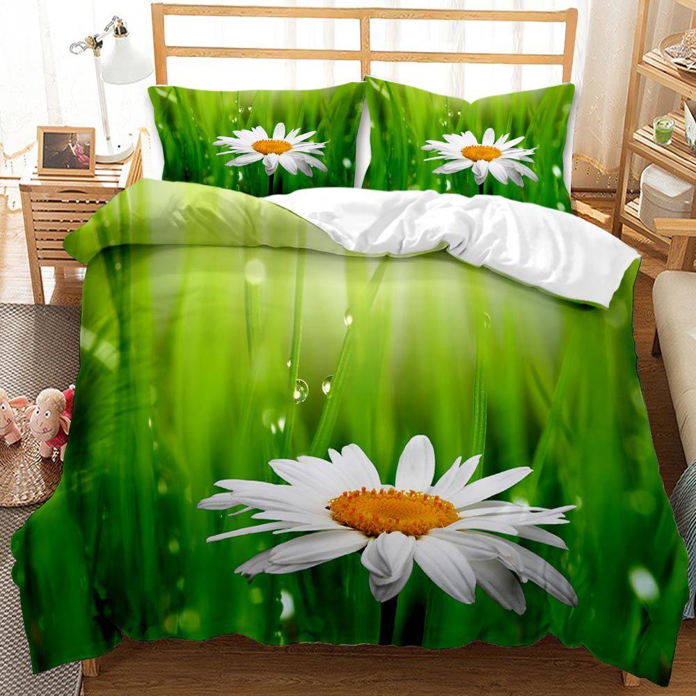 3D-trykt blomster sengetøy, Dundyneetrekk for kvinner og jenter, Putetrekk, 2/3 stk King Queen seng Gaver, Ultrafine fiber hjemmetekstiler