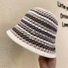 Spring and Summer Knitted Bucket Hat Color Matching Shows the Face Small Seaside Vacation Sunshade Anti-sun Hat Bucket Hat Tide