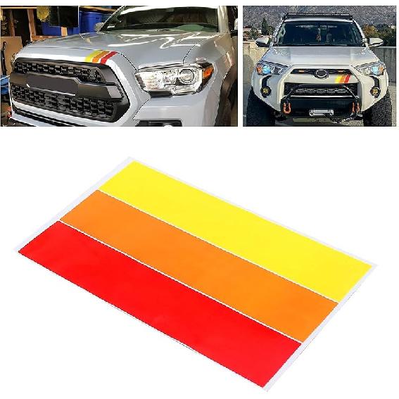 2 Pcs Classic Retro Tri-Color Stripe Decal Sticker for Toyota Tacoma 4Runner Tundra Rav4 Accessories, Grille Fender Hood Side Skirt Bumper Side
