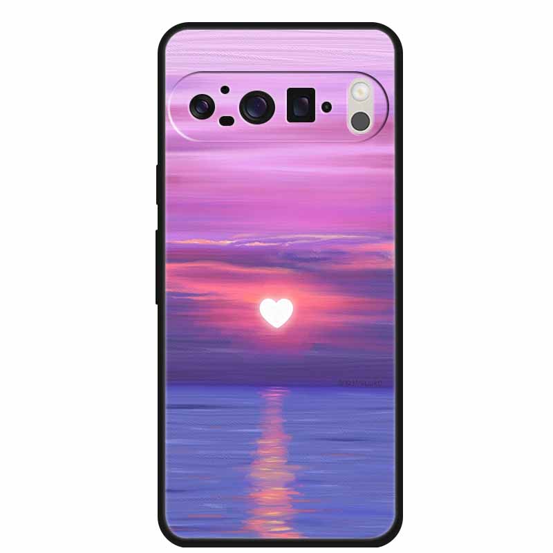 For Google Pixel 10 Pro XL 5G Case Lovely Cat TPU Black Soft Silicone Back Cover Flowers Shockproof Bumper Coque 6.8" Phone Case