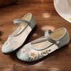 Mode Retro Hohe Qualität Stickerei Ballerinas Damen Runde Zehen Schnalle Atmungsaktiv Flache Sandalen Mode Lässig Ethnischer Stil Tanzschuh