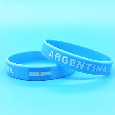 2pcs Argentina Flag Silicone Bracelets Sports Wristbands Men Women Rubber Band Motivational Wrist Strap Bangle for Soccer Fans Fashion Accessories
