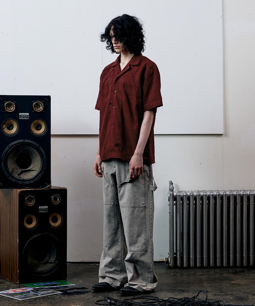 THEVINYLHOUSE Texture Check Shirts Wine