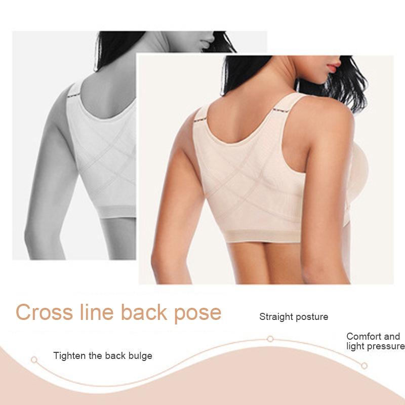 Thin Cup Wireless Front Closure Shaping Bra for Women Elastic Side Gathered Adjustable Double Cutout Back Intimates