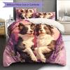 Pink Border Collie Pattern Bedding Home Decoration Birthday Gift (1 * duvet cover + 2 * pillowcase, without core)