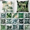 Home Decor Tropical Leaves & Happy Life Cushion Covers Pattern Cushion Cover Suitable for Sofa Bedroom Car Pillow Cover
