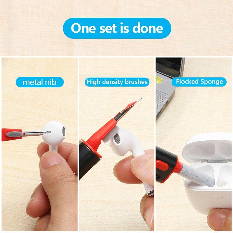 4 In 1 Multifunction Cleaner Kit For AirPods 3 2 1 Earbuds Cleaning Pen Keyboard Brush Bluetooth Earphones Case Cleaning Tools