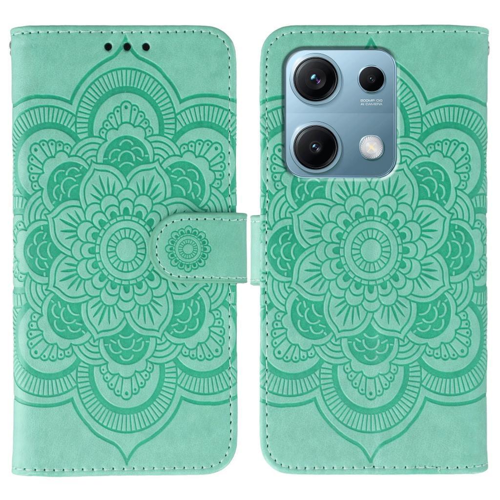 For Xiaomi Redmi Note 14S 4G Case PU Leather Mandala Imprinted Design Wallet Phone Cover