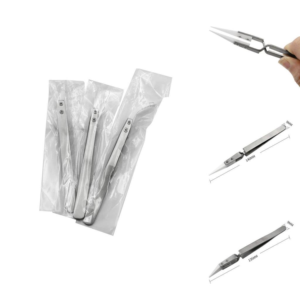 Stainless Steel Contrast Ceramic Tweezers With Sharp Curved Tips For Precision Laboratory Handling