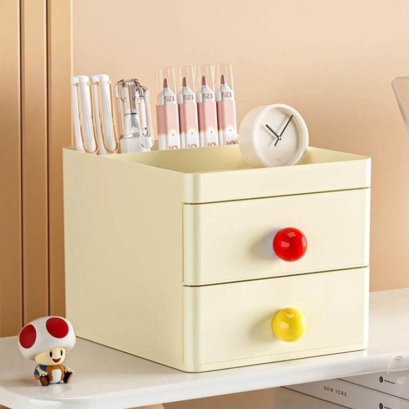 Dopamine Desktop Storage Cabinet Drawer Type Student Desk Stationery Storage Box Hair Tie Hair Clip Jewelry Organizer