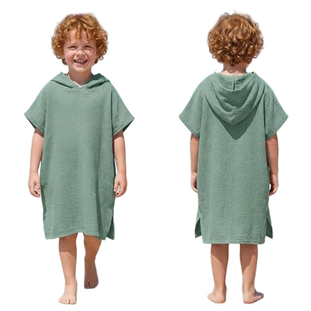 Poncho cu glugă pentru copii, acoperire de plajă, croială largă, mânecă scurtă, țesătură ușoară, moale, prosop-halat pentru copii, pentru vârste de 3-6 ani