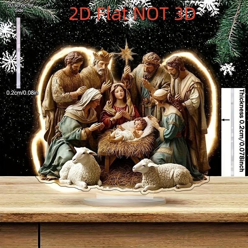 2D Flat "Nativity Sceney" Acrlic Tabletop Decoration, Suitable for wall decoration, porch, room, villa, accents Home, Hallway, or Workplace - Rustic F