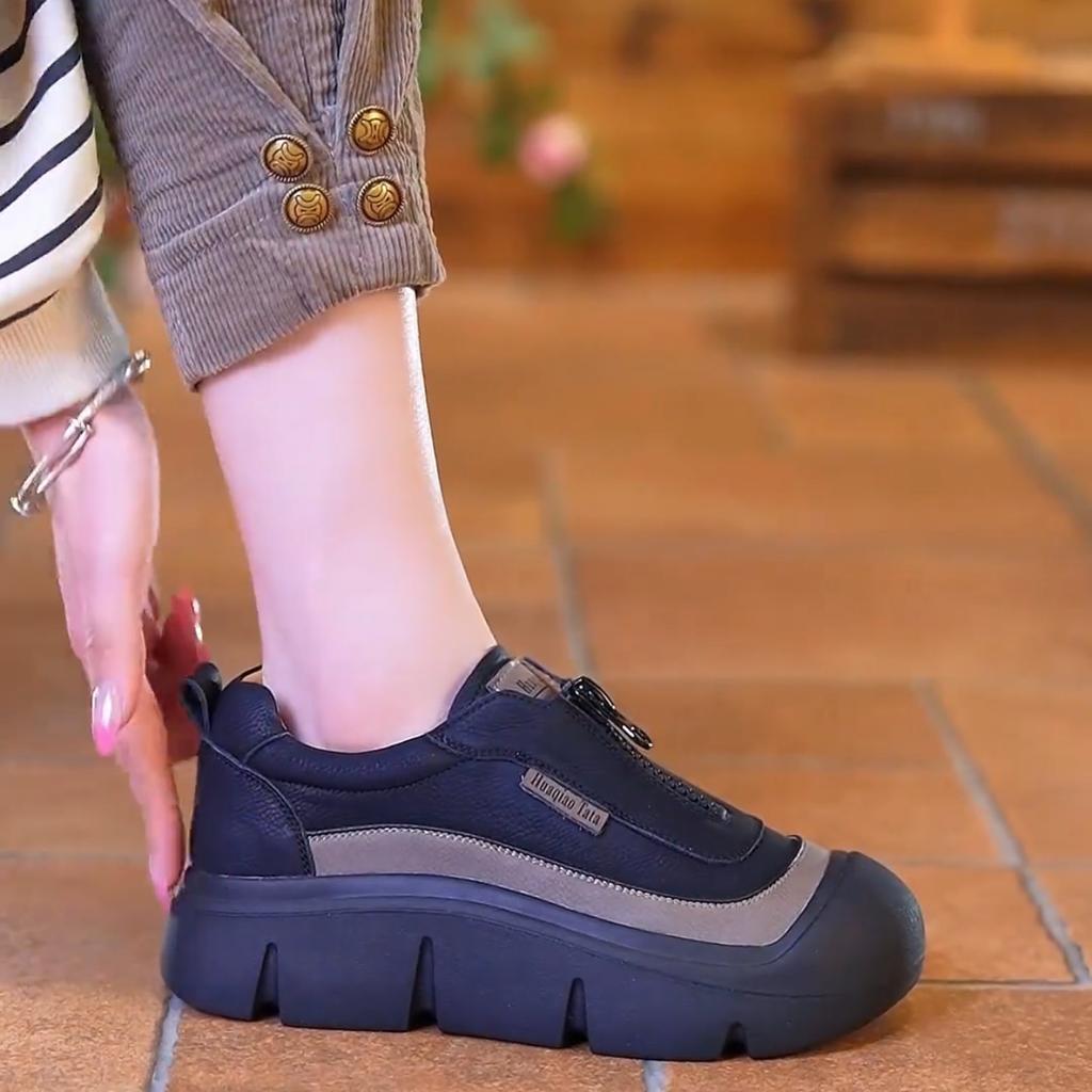 Women's Shoes 2025 Autumn New Zipper Hollow Fashion Casual Versatile Retro Sandals Soft Sole Soft Surface Women's Shoes Ins