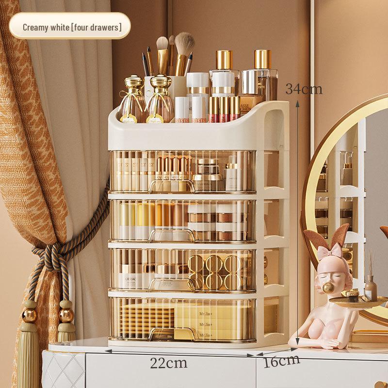 High-End Dustproof Plastic Makeup Storage Box with Compartments for Skincare Organizing