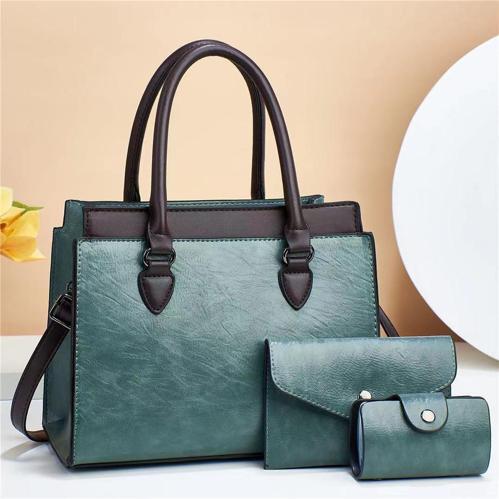 Neue Damen 3 in 1 Fashi Retro Tote Umhängetasche Patchwork Lässig PU-Leder 3-teiliges Set Umhängetaschen