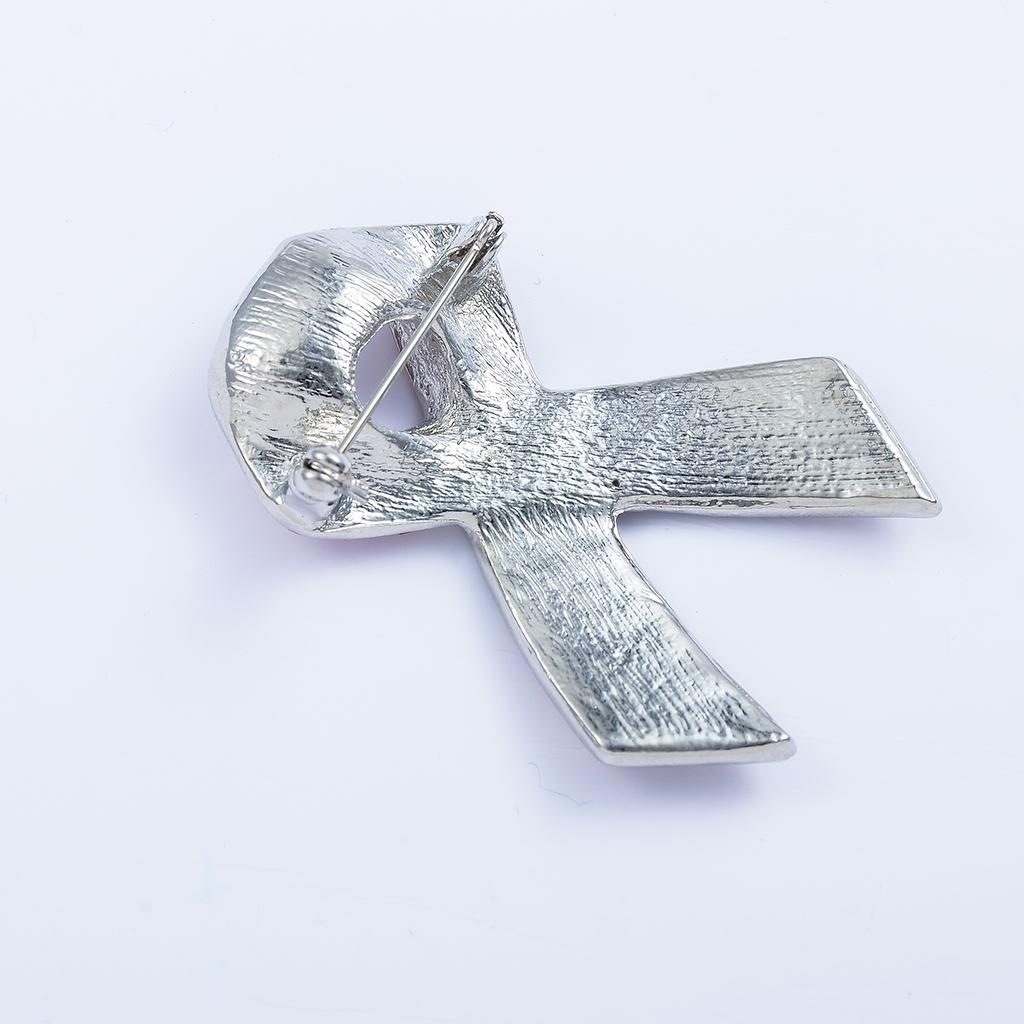 Pink Crystal Bow Ribbon Brooch Women / Men Corsage Lapel Pins Jewelry