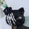 Set of 4 Rose Hand Bone Mask Cats Face Designs with Elegant Florals Embellishments Fashion Accessory for Party Wear