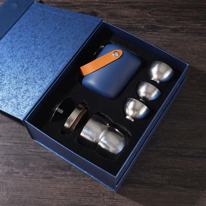 Набор титановых заварочных устройств для чая 260 мл с 3 чашками. Антибактериальный, легкий, высококачественный набор для чая в качестве делового подарка