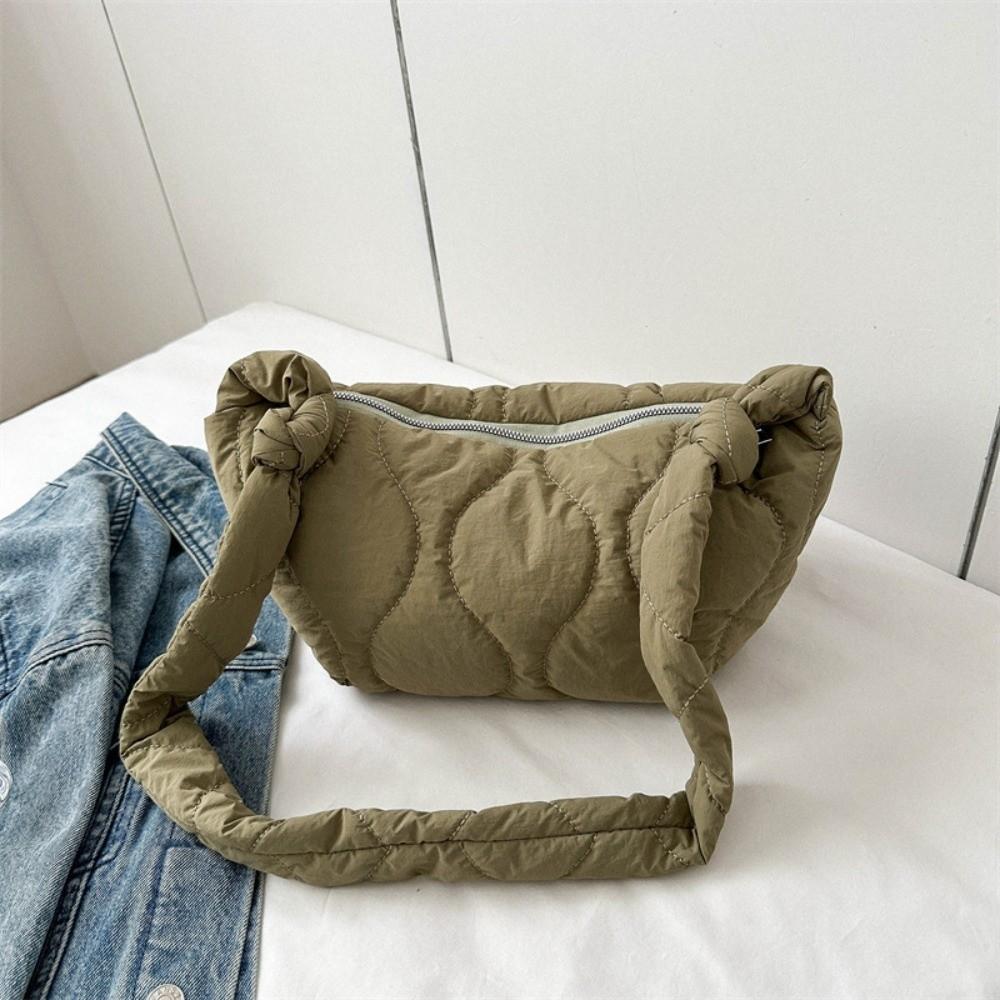 Women Fashion Large Capacity Cotton-padded Bag Puffy All Matched Underarm Bag Quilted Retro Shoulder Bag