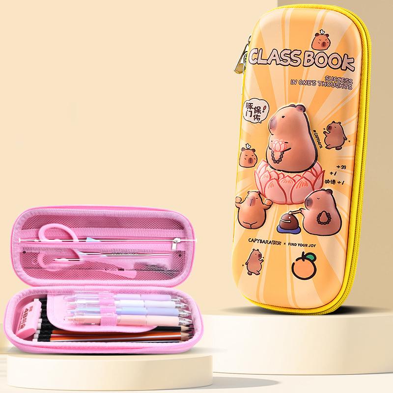 3D pouzdro na tužku Capybara odolné proti pádu vodotěsné studentské školní potřeby Velkokapacitní multifunkční pouzdro na pera psací potřeby
