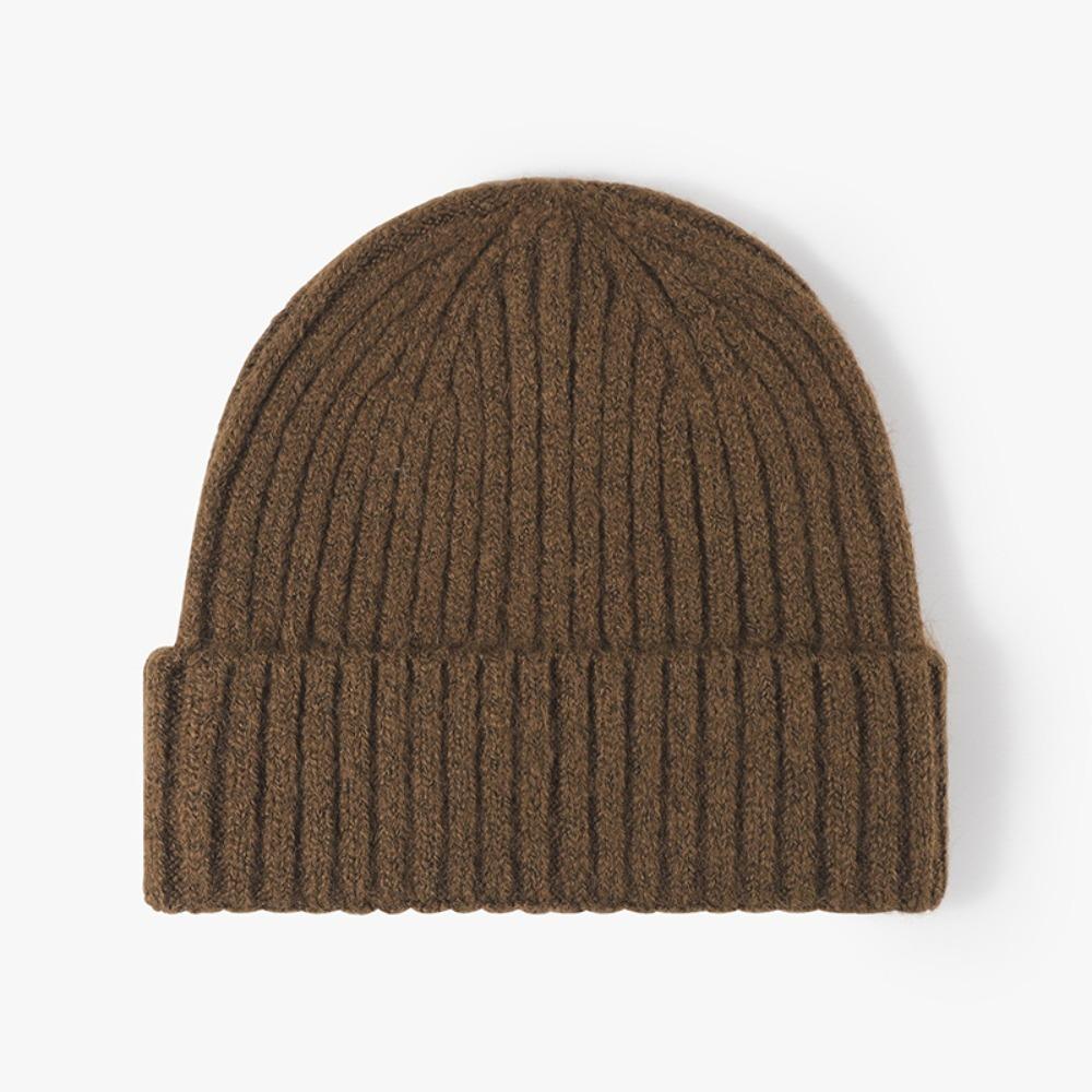 

Solid Color Knitted Hat Thick Pullover Cap Fahsion Beanie Cap Women Man кавовий