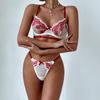 Conjunto de ropa interior sexy para mujer europea y americana, conjunto de sujetador y bragas cómodos, conjunto de lencería moldeadora bordada con huecos