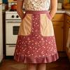 Atmungsaktive Halbschürze mit Taschen Wasserabweisende Küchen-Taillenschürze zum Kochen, Gärtnern, als Kellnerin, Blumenmuster, Verstellbar, Back-, Catering-Schürze