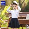 Luomeng Girls' Long-Sleeve White Blouse, Elementary School And Kindergarten Graduation Uniform, Performance Costume, Lace, Size 120