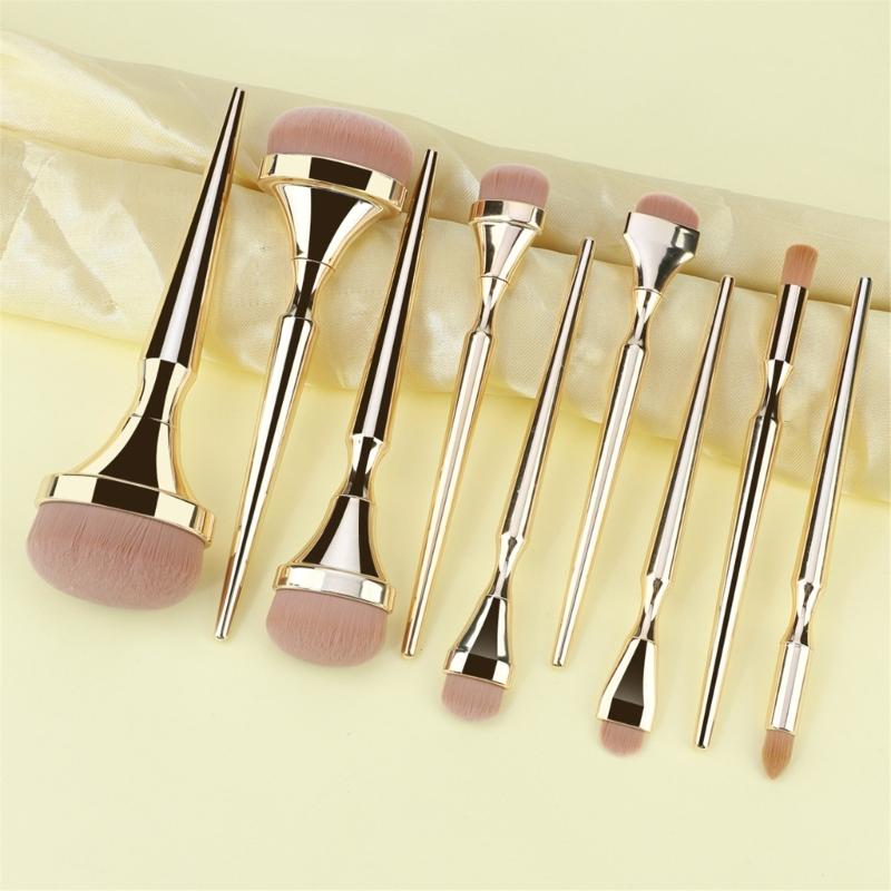 Luxurious 9pcs Face Makeup Brush Set Professional Cosmetic Tools Travel Makeup Brushes For Elegant Beauty Application