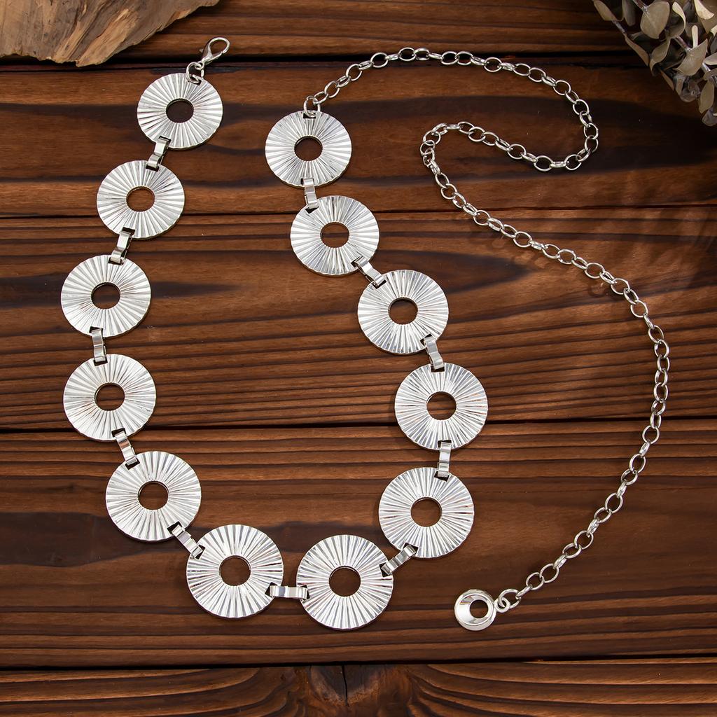Stile Punk Catena Metallizzata Pieghettata in Vita Gioielli per il Corpo Regolabili Oro Argento Accessori Sexy per Donne Stile Etnico Retrò Cinture per la Vita